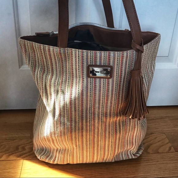 Nine West Handbags - Nine West Tote Handbag canvas/leather NEW